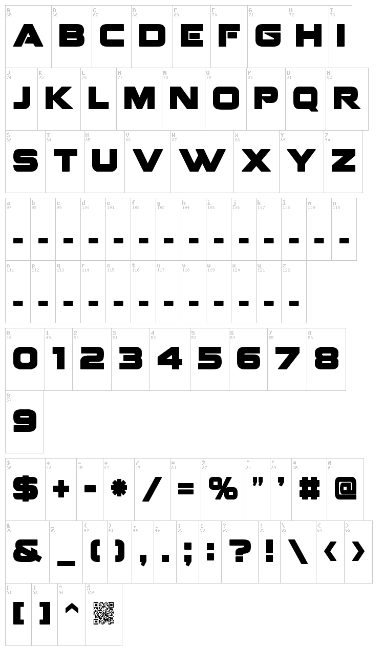 Fenix Blackletter Caps font map